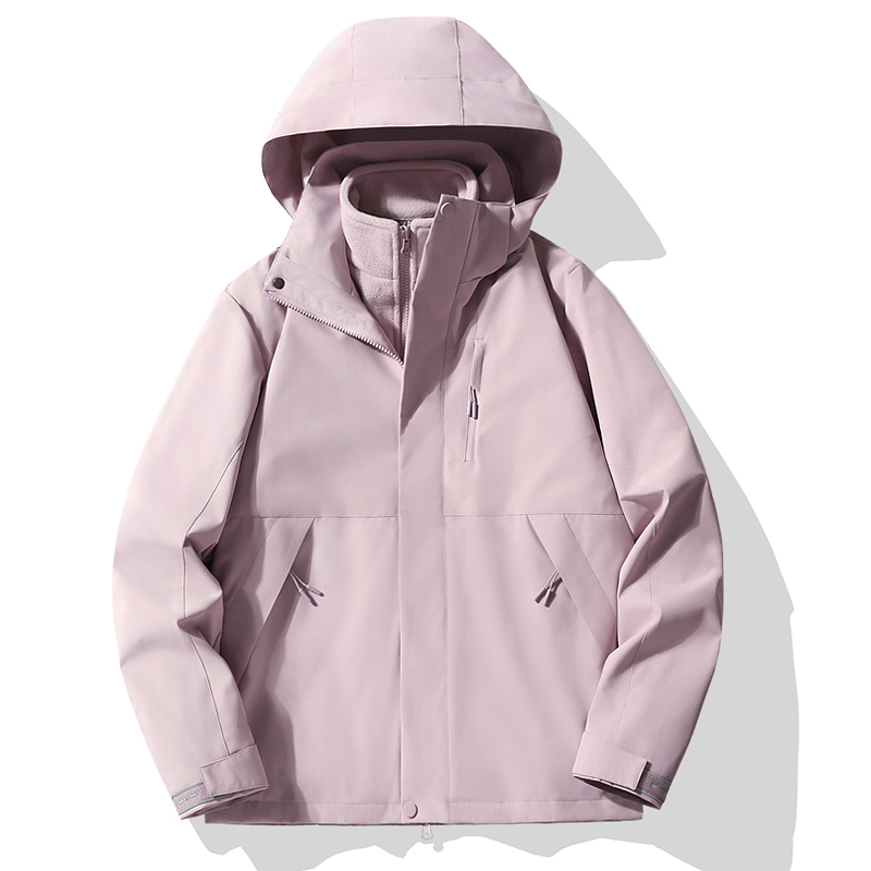 户外冲锋衣女款可拆卸加绒内胆三合一男防风防水夹克冬季登山外套