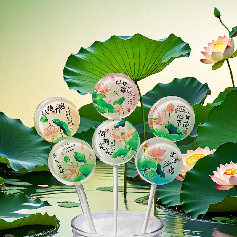 荷花创意棒棒糖12支荷荷美美景点文创糖果 送儿童女友礼物包邮