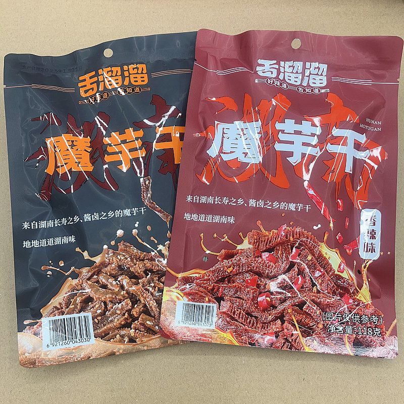舌溜溜魔芋干香辣味麻酱味魔芋干118g湖南风味零食即食3包包邮