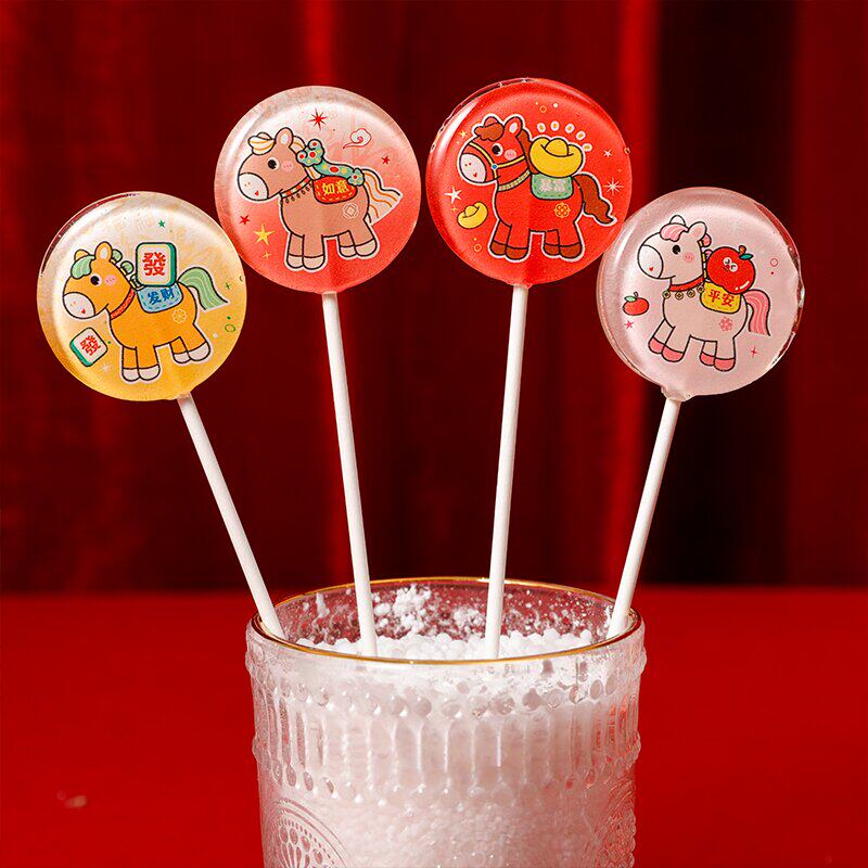 舌享卡通马造型棒棒糖24支整盒