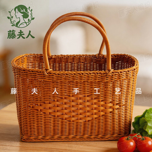 手工编织购物篮野餐篮