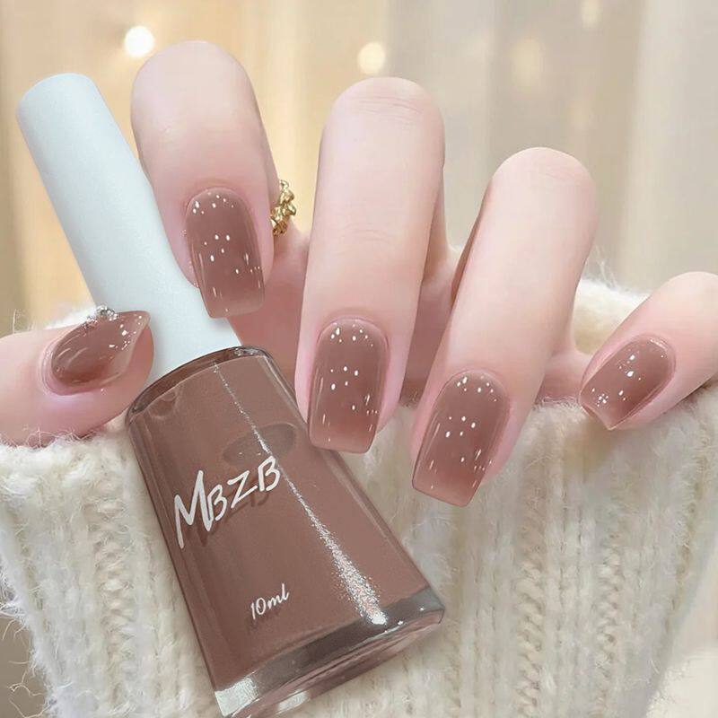 冰透肤色免烤无味可撕可剥女裸色美甲指甲油水性温柔裸棕闪粉显白