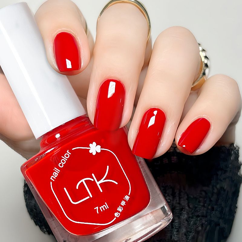 显白流行免烤快干防水指甲油网红温热红气质不可剥不易掉美甲全套
