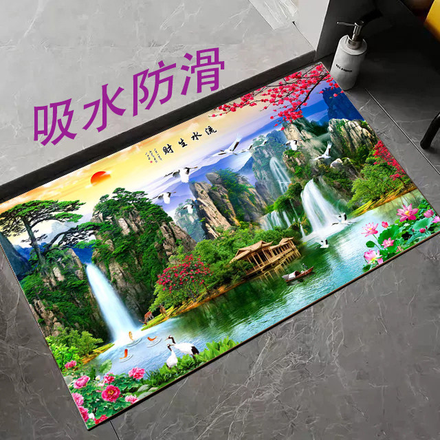 中国风吸水防滑地垫入户门垫硅藻家用脚垫