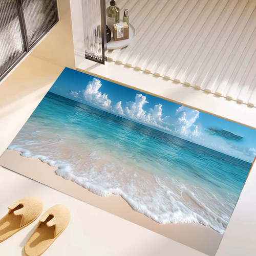浴室防滑垫视觉3D立体膨胀硅胶藻泥软地垫吸水卫生间门口脚垫地毯