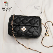啄木鸟2025新款 包包女高级感轻奢菱格链条时尚 百搭单肩斜挎包真皮