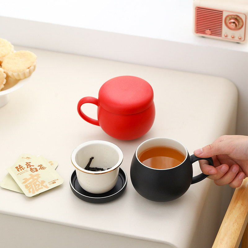 马克杯定制刻logo茶水分离杯