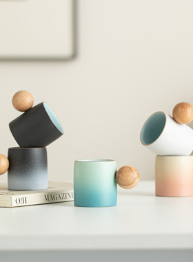 缘宿80ml浓缩咖啡杯带把球把主人杯水杯咖啡杯陶瓷单杯跨境定logo