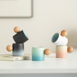 缘宿80ml浓缩咖啡杯带把球把主人杯水杯咖啡杯陶瓷单杯跨境定logo