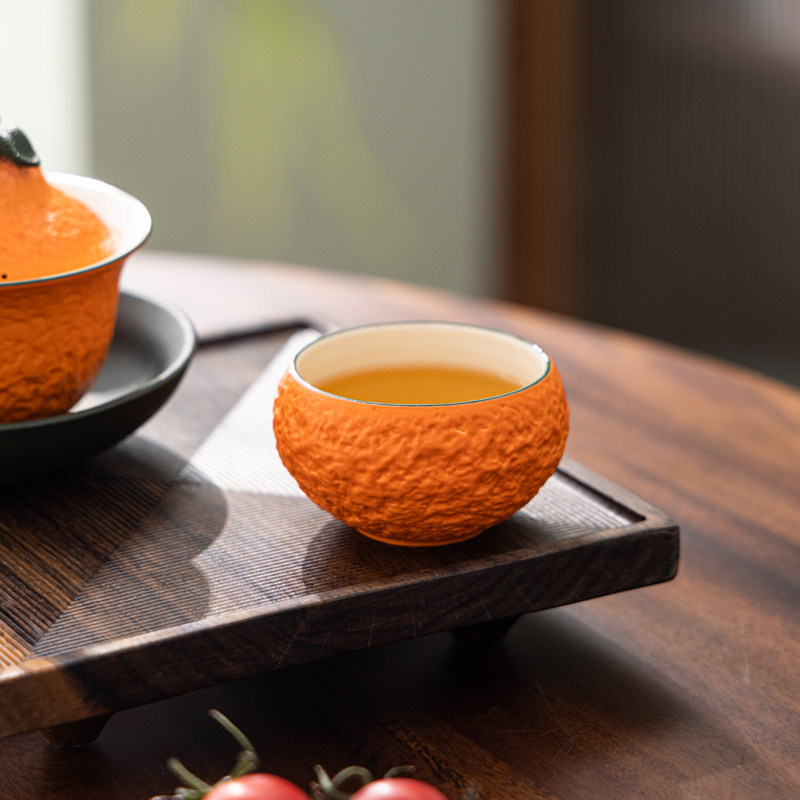 大吉大利橘子茶杯罗汉杯主人杯陶瓷杯单杯个人专用品茗杯定制logo,餐饮具,茶杯,淘宝优惠券,粉丝福利购,淘宝优惠卷