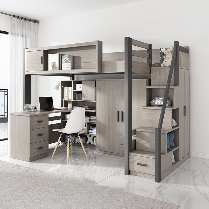 上床下书桌床组合多功能小户型儿童高低双层床下面带书桌的床一体