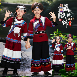 新款儿童三月三民族风演出服少数名族壮族苗族传统男女童舞蹈服饰