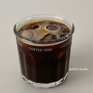 韩式ins风简约字母大容量加厚玻璃杯400ml牛奶杯咖啡杯果汁杯水杯