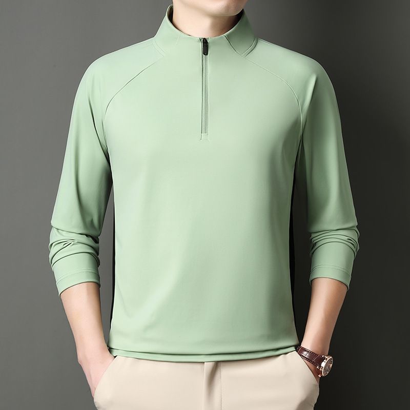 九牧王高端半链t恤男长袖立领春秋季新款锦氨休闲卫衣男士商务pol