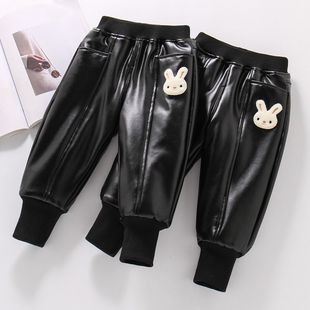 胖东来山姆童装冬季新款男童加绒皮裤幼儿园宝宝裤子加厚女童保暖