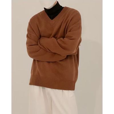 2025男士针织衫开衫外穿宽松链翻领毛衣外套男士秋冬季新款