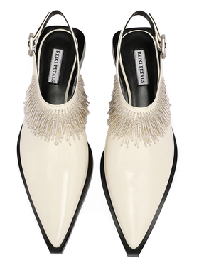 【3折】REIKIPETALS 手工坠饰尖头女士slingback穆勒鞋