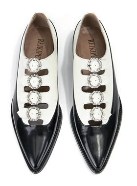 【2折】REIKIPETALS 平底尖头钻扣皮鞋女单鞋牛津鞋