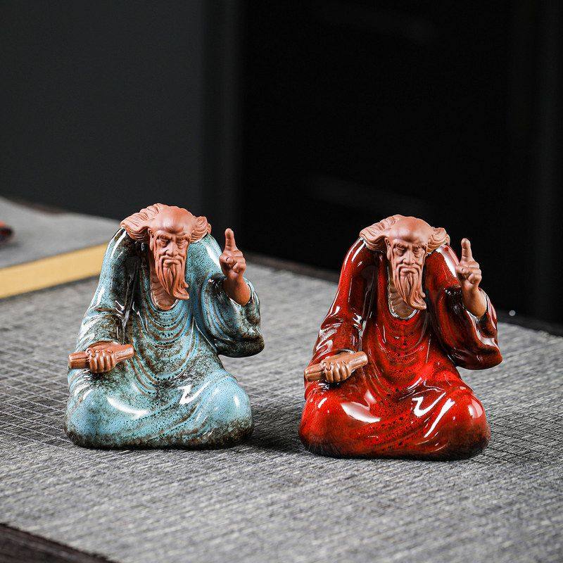 复古陶瓷老子紫砂茶宠摆件禅师佛像功夫茶具配件创意茶宠装饰品,餐饮具,茶宠摆件,淘宝优惠券,粉丝福利购,淘宝优惠卷