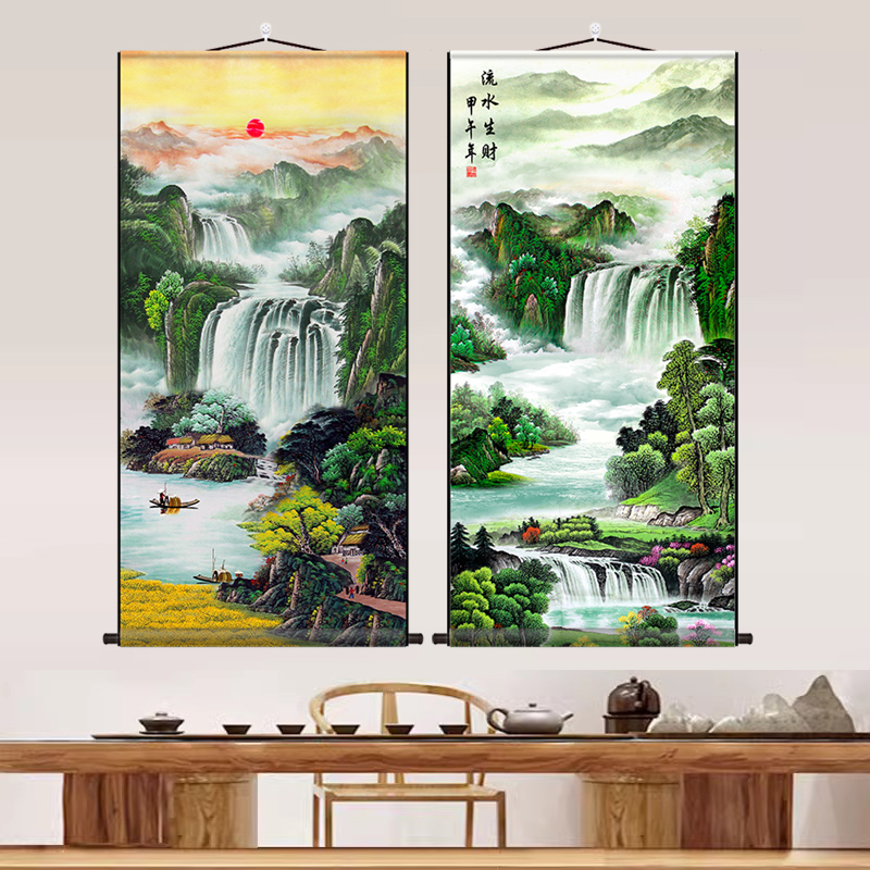 丝绸卷轴挂画不褪色高清