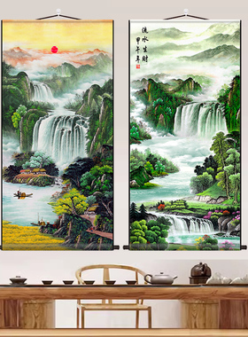 丝绸卷轴挂画不褪色高清