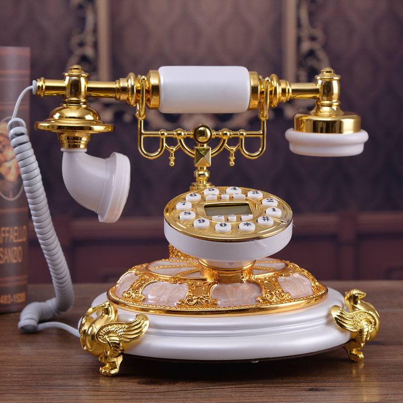 蒂柏雅美式田园电话仿古电话机欧式插线创意复古来显办公座机家用