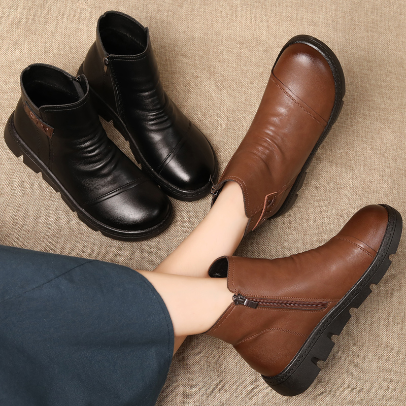 妈妈鞋棉鞋舒适软底加绒秋冬季