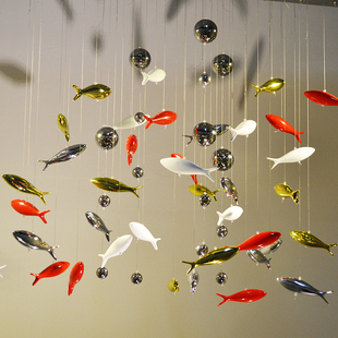 创意电镀鱼火锅店装 饰挂件 饰吊饰天花空中挂饰商场橱窗个性 走廊装