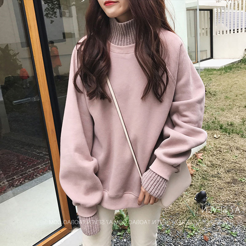 加绒加厚卫衣女秋冬新款韩版潮学卫衣/绒衫