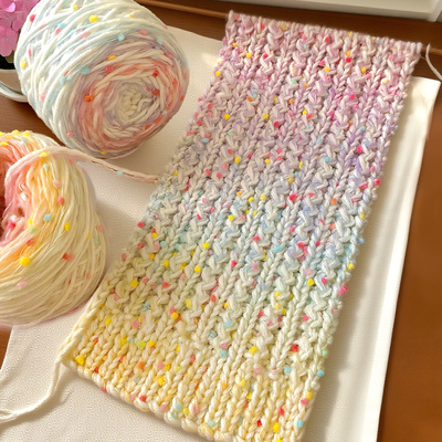 豆豆线渐变色围巾手工diy