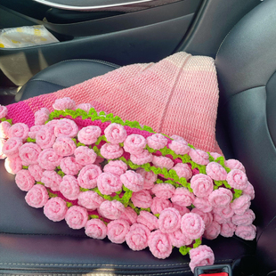 渐变玫瑰花束毯子雪妃尔手工编织diy材料包钩织毛线花毯情人节