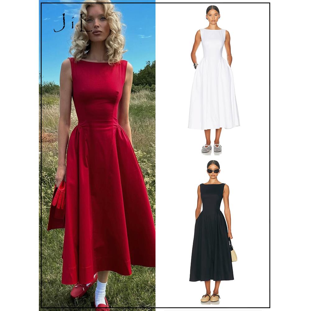 Helsa修身显瘦无袖红色长裙女