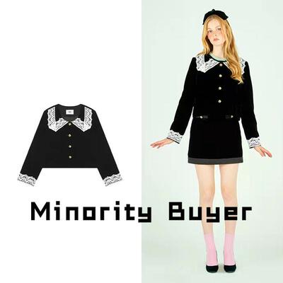 Minority韩国买手 Johnny hates jazz百搭蕾丝圆领单排扣黑色开衫