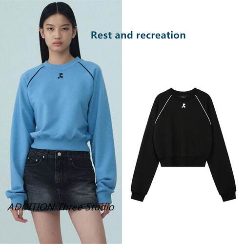 韩国Rest and Recreation 25秋季新款学院风圆领宽松插肩套头卫衣