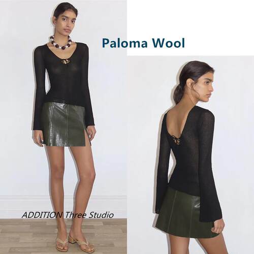 折扣 Paloma Wool 春夏款圆领系带正反两穿微透视薄款针织上衣女