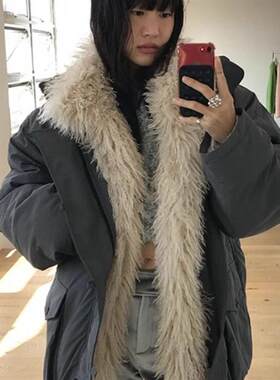 买手店韩国正品现货overdue flair新款可拆卸毛领羽绒派克服外套