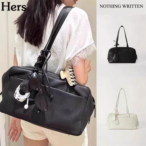 正品NOTHING WRITTEN 复古头层牛皮单肩腋下保龄球包女