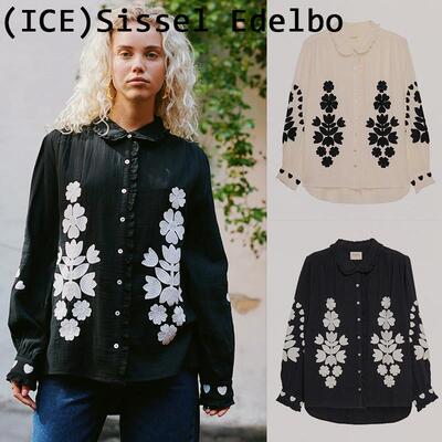 ice买手店正品现货Sissel Edelbo衬衫刺绣花朵褶皱花边衬衫上衣女
