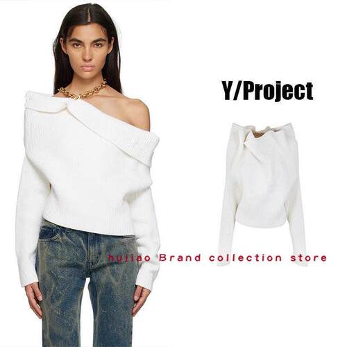 煳椒 澳洲 Y/Project 链条设计螺纹针织露肩棉质混纺毛衣