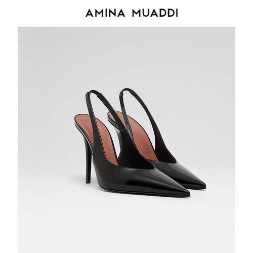 Amina Muaddi 新款性感尖头细跟高跟鞋后空包头凉鞋