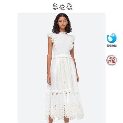 Sea New York 新款荷叶边无袖仙女裙褶皱洋装长裙