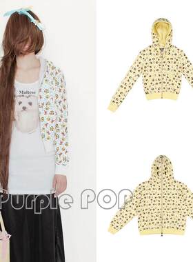 POP正品买手店 Ashley williams 卡通风连帽拉链印花外套休闲裤