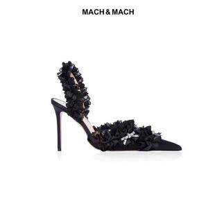Mach & Mach 蕾丝花边真丝性感气质尖头高跟凉鞋
