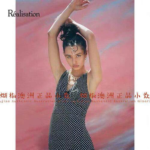 煳椒 澳洲 RealisationPar 花色波点真丝V领复古无袖洋装