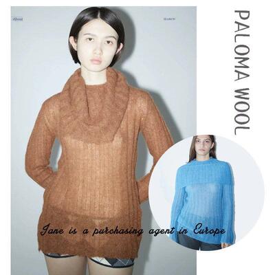 国现 PALOMA WOOL 25新款亮色复古驼毛马海毛螺纹长袖毛衣针织衫