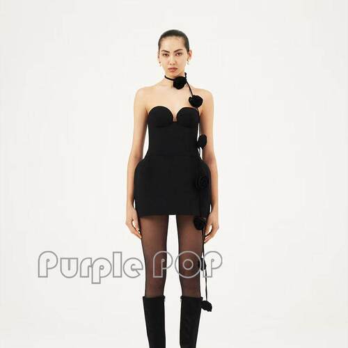 POP买手店 Magda Butrym 23秋季新款抹胸弹力羊毛迷你洋装