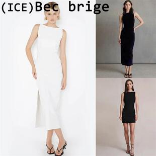 ice买手店折扣Bec Bridg洋装纯色平肩一字肩长短裙伴娘礼服