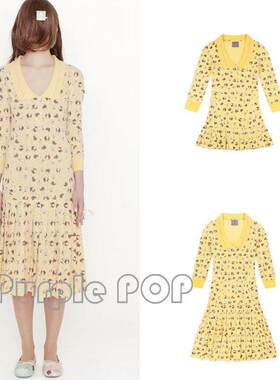 POP买手店 Ashley williams 卡通风POLO领长袖休闲印花洋装