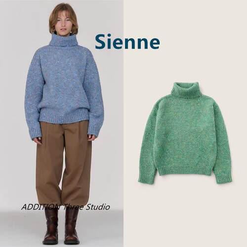 韩国 Sienne 24秋冬新款慵懒风高领罗纹宽松杂色保暖针织毛衣女