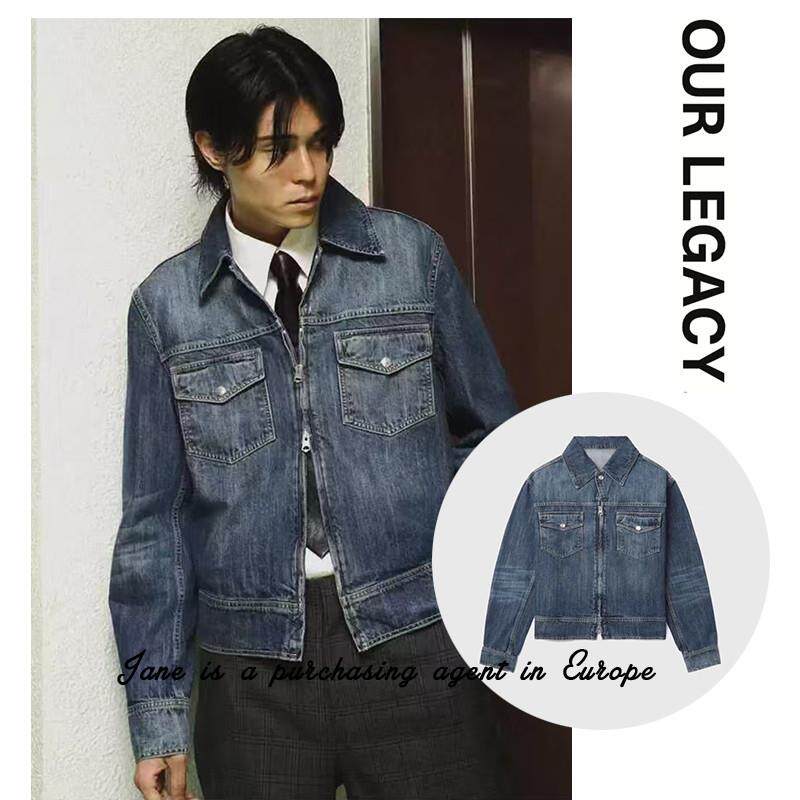 国现 Our Legacy 休闲百搭水洗做旧双拉炼牛仔夹克翻领外套上衣服